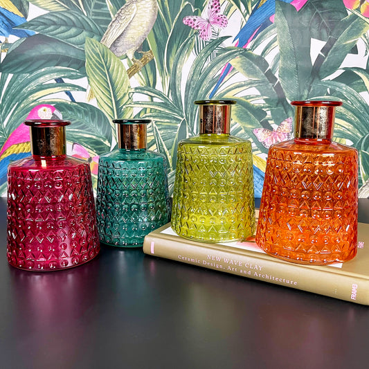 Jewel Glass Coloured Vases Set Of 4