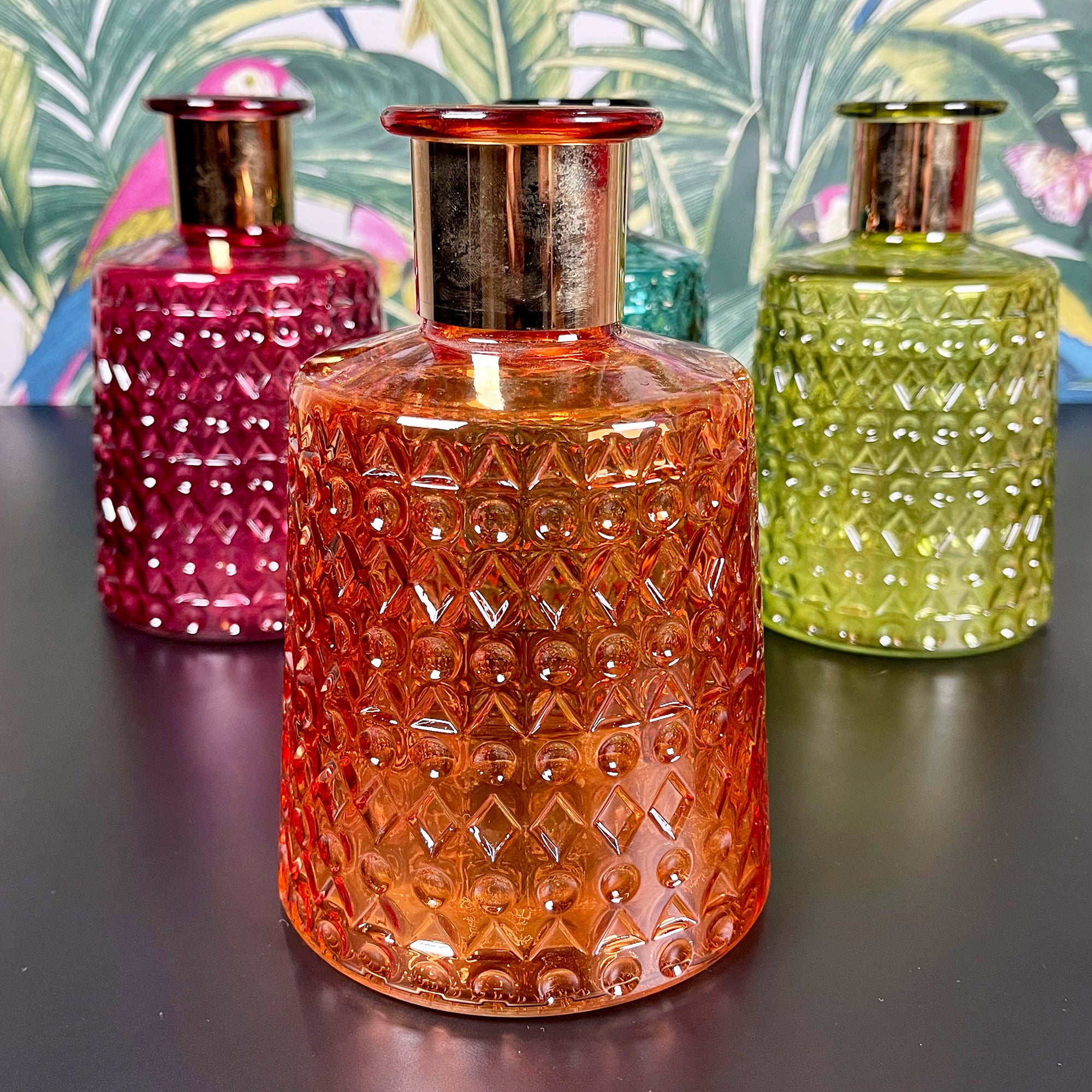 Jewel Glass Coloured Vases Set Of 4