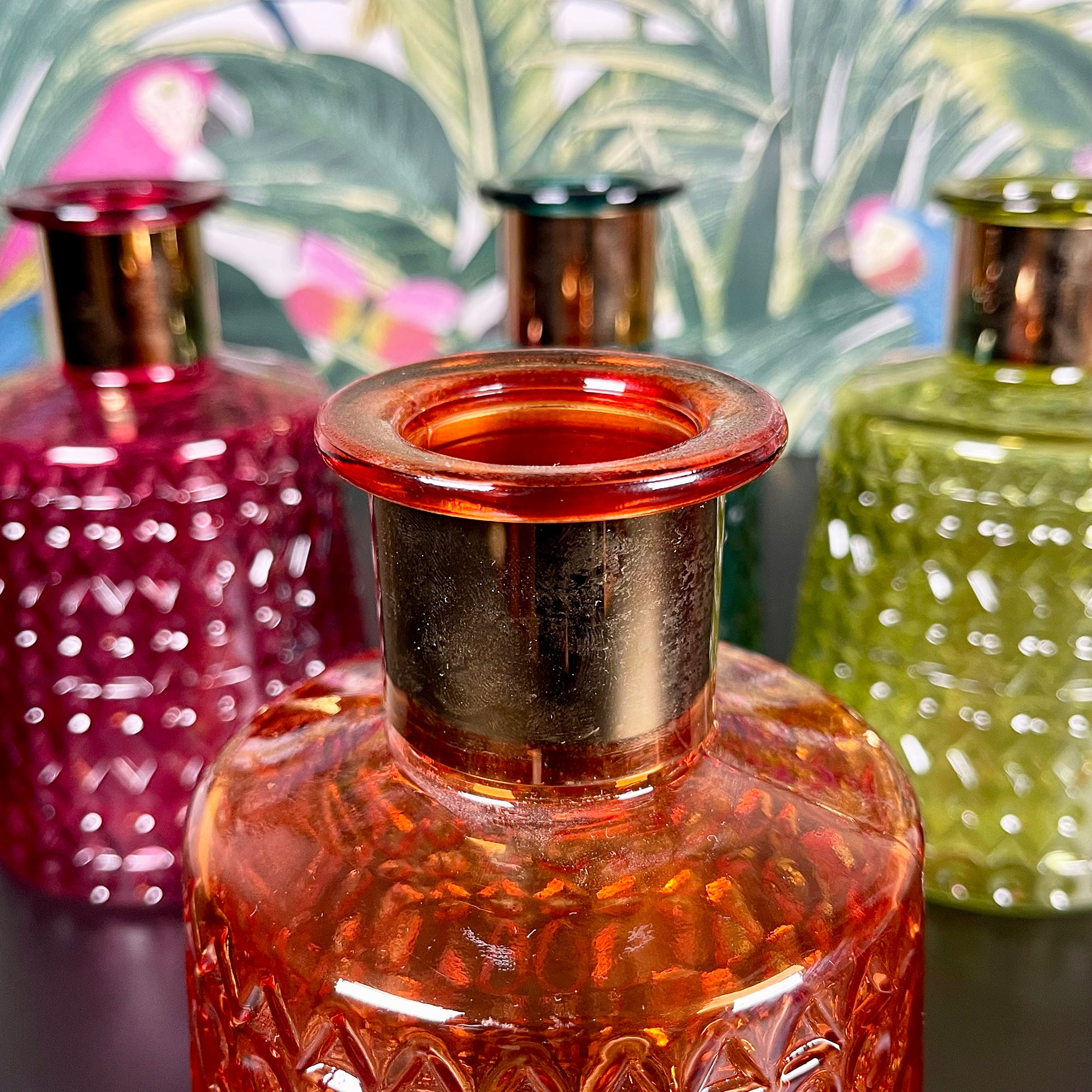 Jewel Glass Coloured Vases Set Of 4