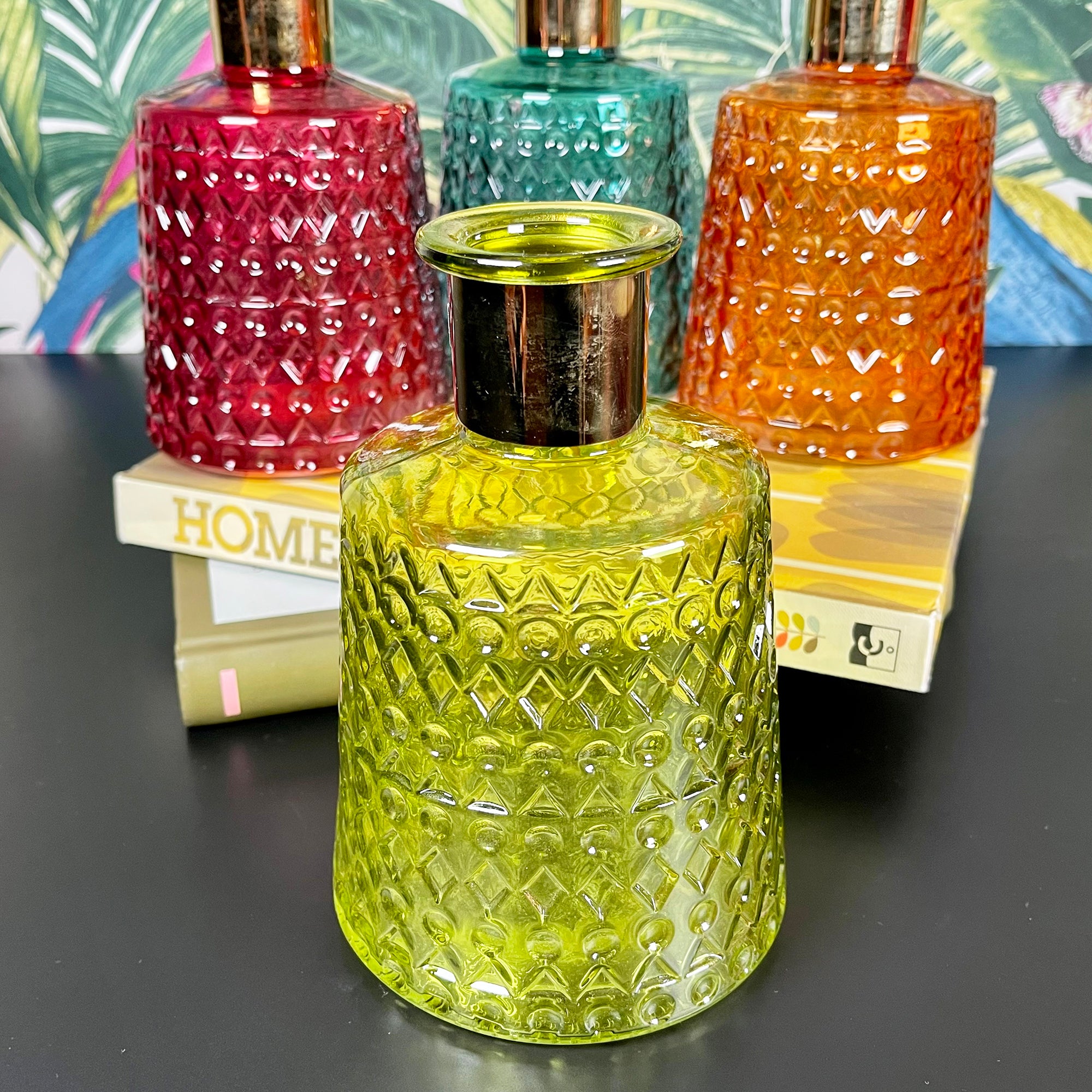 Jewel Glass Coloured Vases Set Of 4