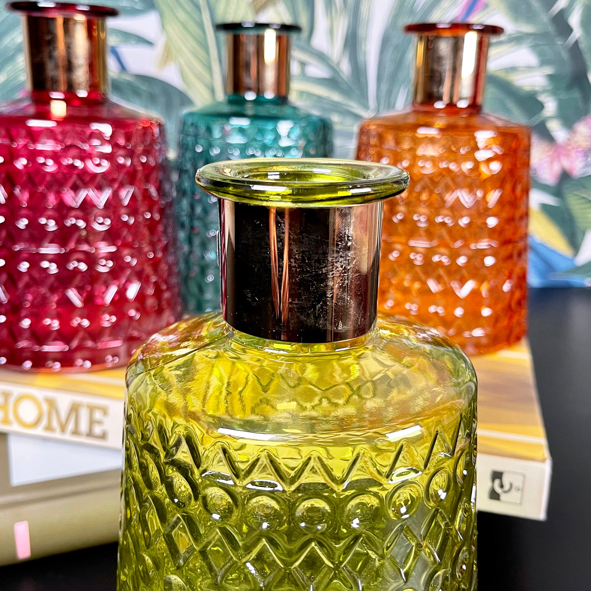 Jewel Glass Coloured Vases Set Of 4