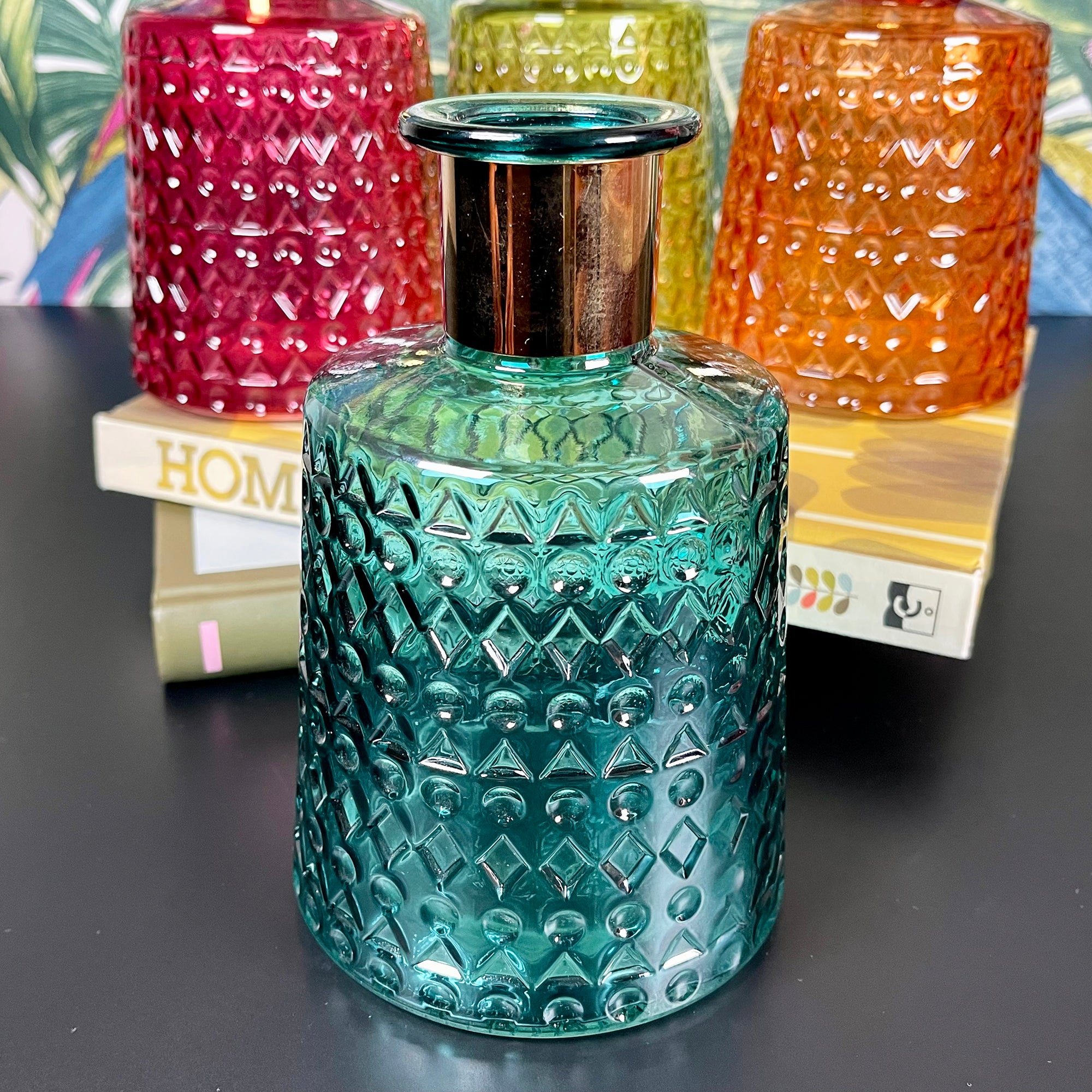 Jewel Glass Coloured Vases Set Of 4
