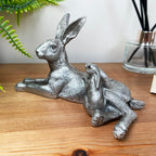 Silbernes Märzhasen- und Baby-Ornament