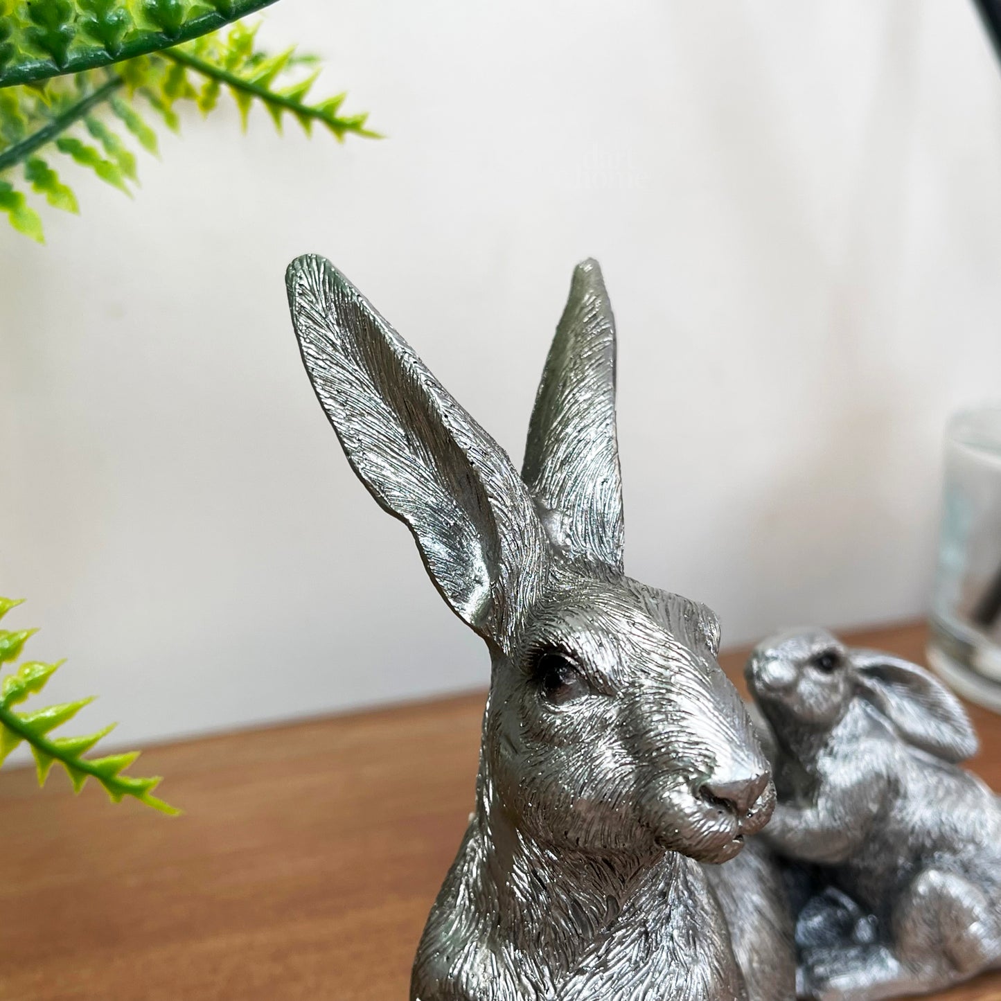 Silver March Hare & Baby Ornament