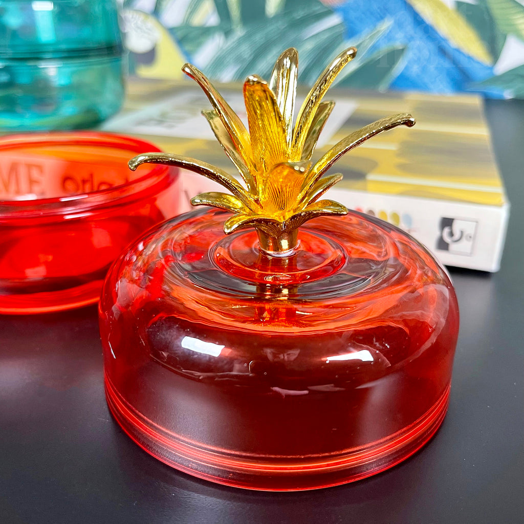 Orange Glass Pineapple Trinket Pot