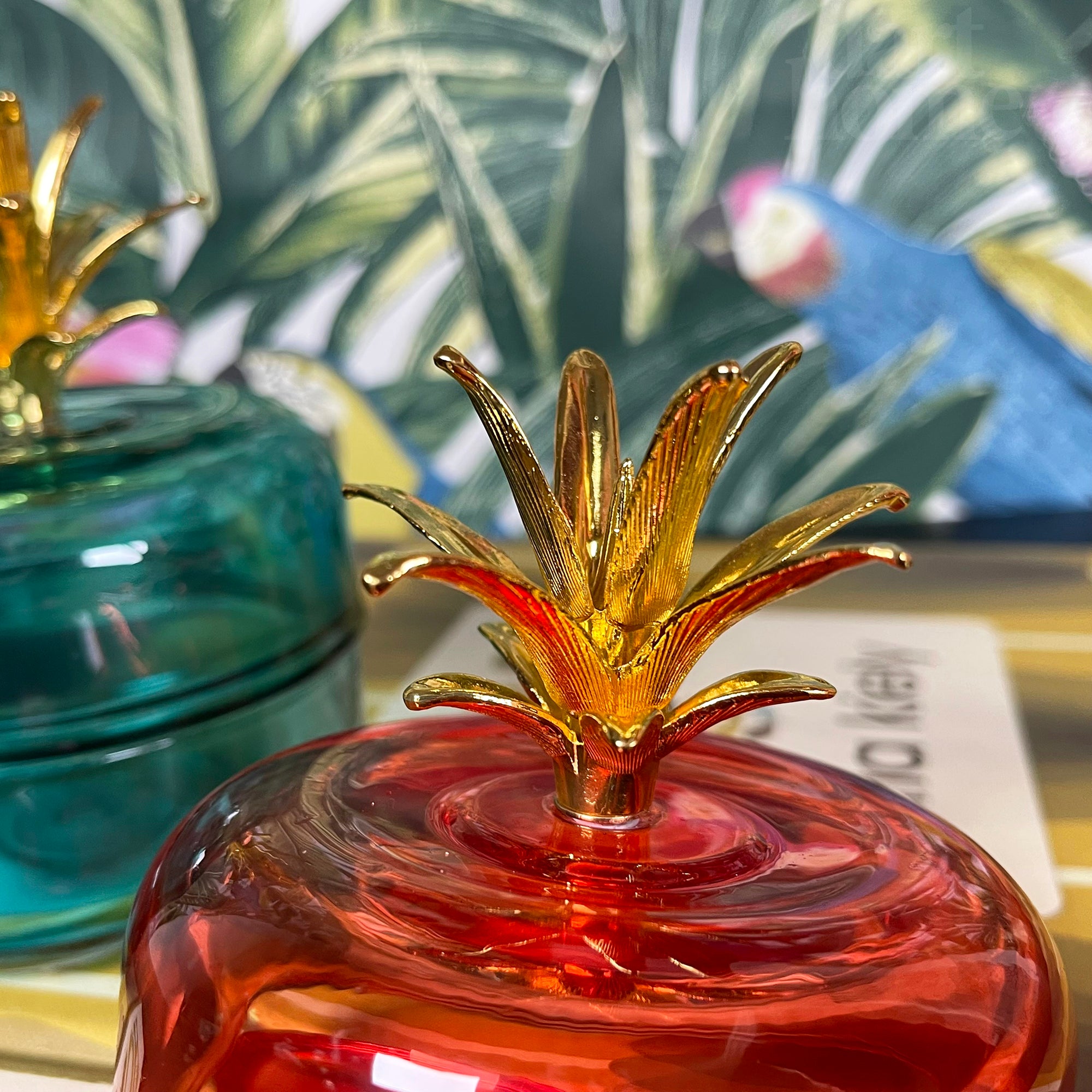 Orange Glass Pineapple Trinket Pot