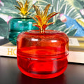 Orange Glass Pineapple Trinket Pot