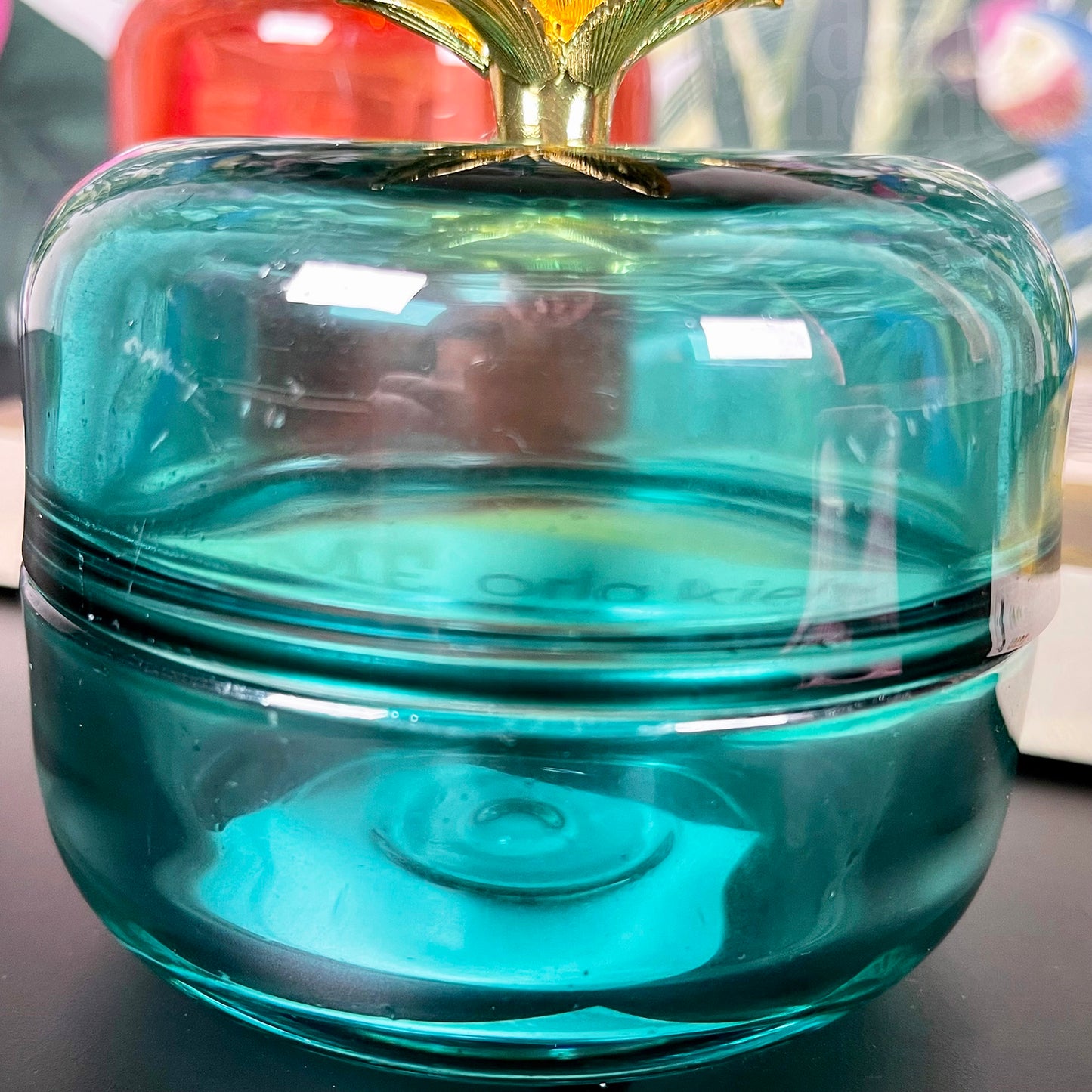 Blauer Ananas-Schmucktopf aus Glas
