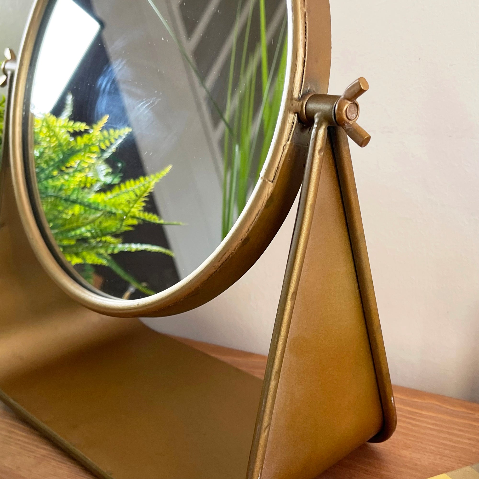 Industrial Round Cheval Mirror