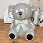 Ceramic Teddy Bear Moneybox - Dark Grey
