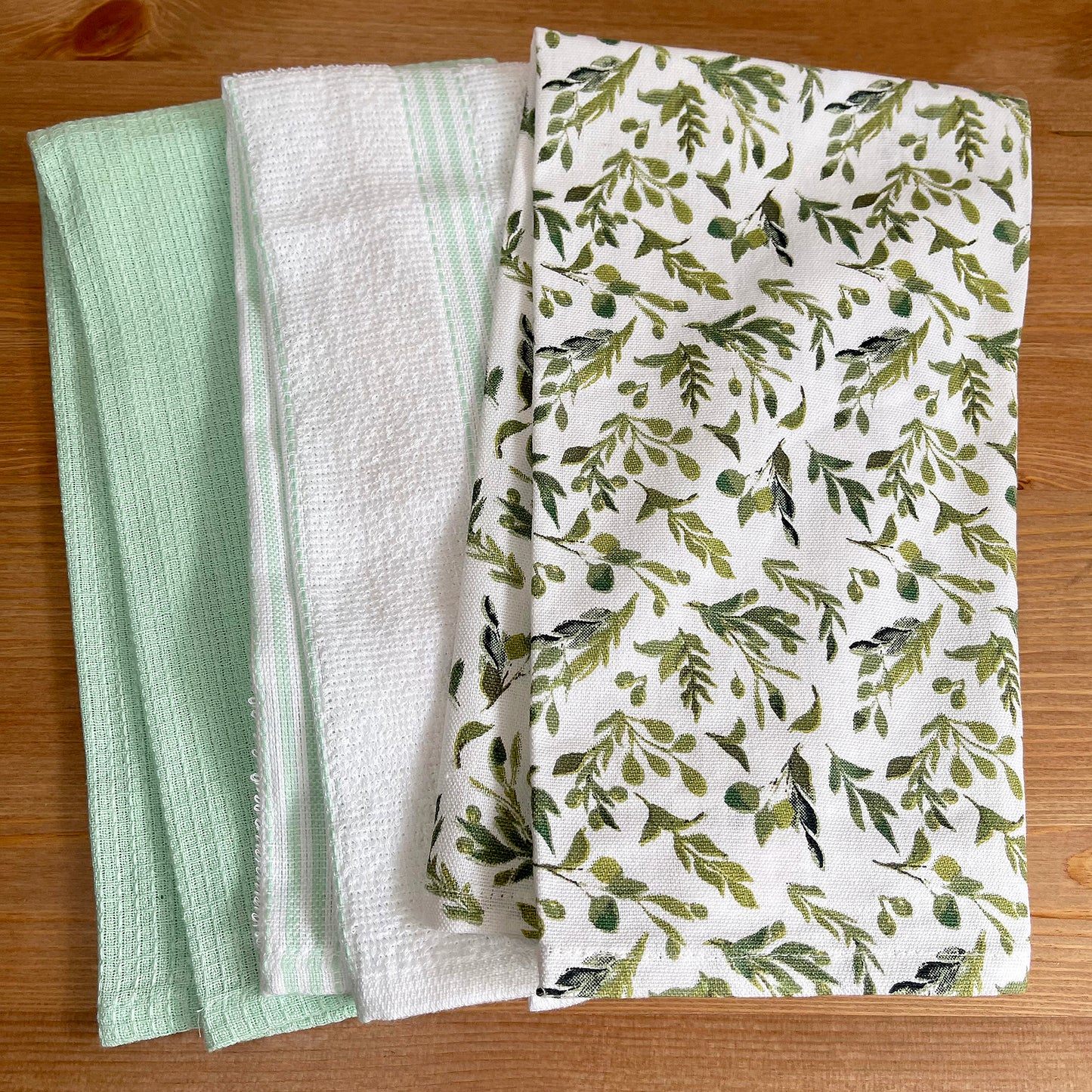 Set Of 3 Olive Grove Tea Towels