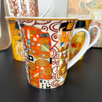 Set mit 4 Tassen aus feinem Porzellan, Gustav Klimt-Kunst, in Geschenkbox
