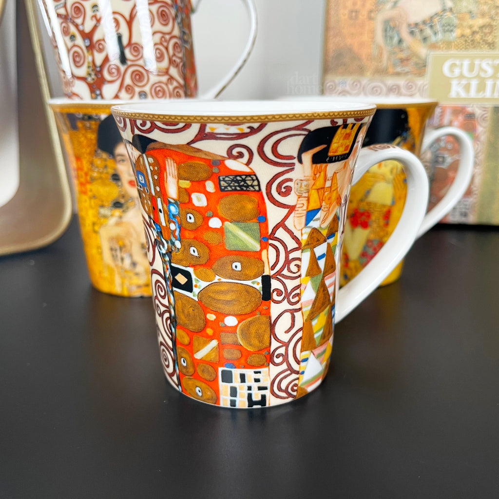 Set mit 4 Tassen aus feinem Porzellan, Gustav Klimt-Kunst, in Geschenkbox