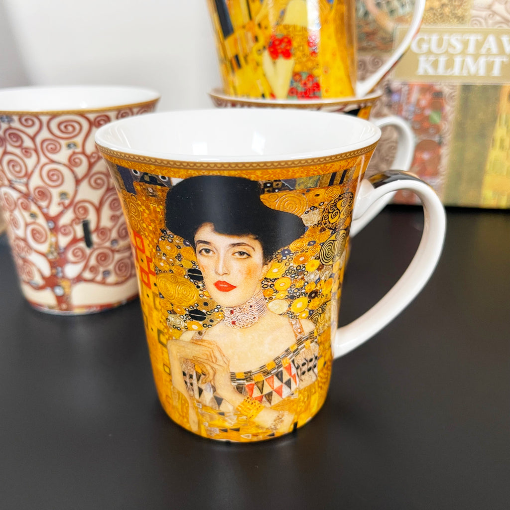 Set mit 4 Tassen aus feinem Porzellan, Gustav Klimt-Kunst, in Geschenkbox
