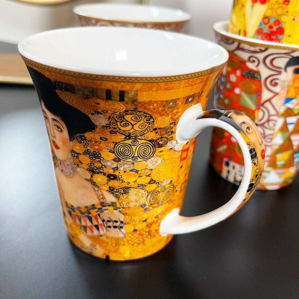 Set mit 4 Tassen aus feinem Porzellan, Gustav Klimt-Kunst, in Geschenkbox