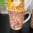 Set mit 4 Tassen aus feinem Porzellan, Gustav Klimt-Kunst, in Geschenkbox