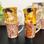 Set mit 4 Tassen aus feinem Porzellan, Gustav Klimt-Kunst, in Geschenkbox