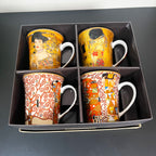 Set mit 4 Tassen aus feinem Porzellan, Gustav Klimt-Kunst, in Geschenkbox