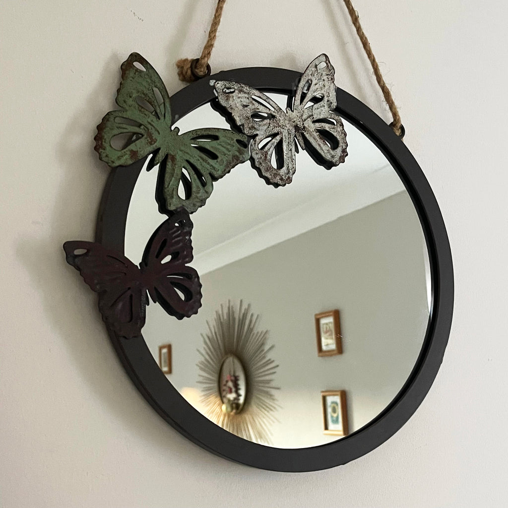 Vintage Hanging Butterfly Mirror