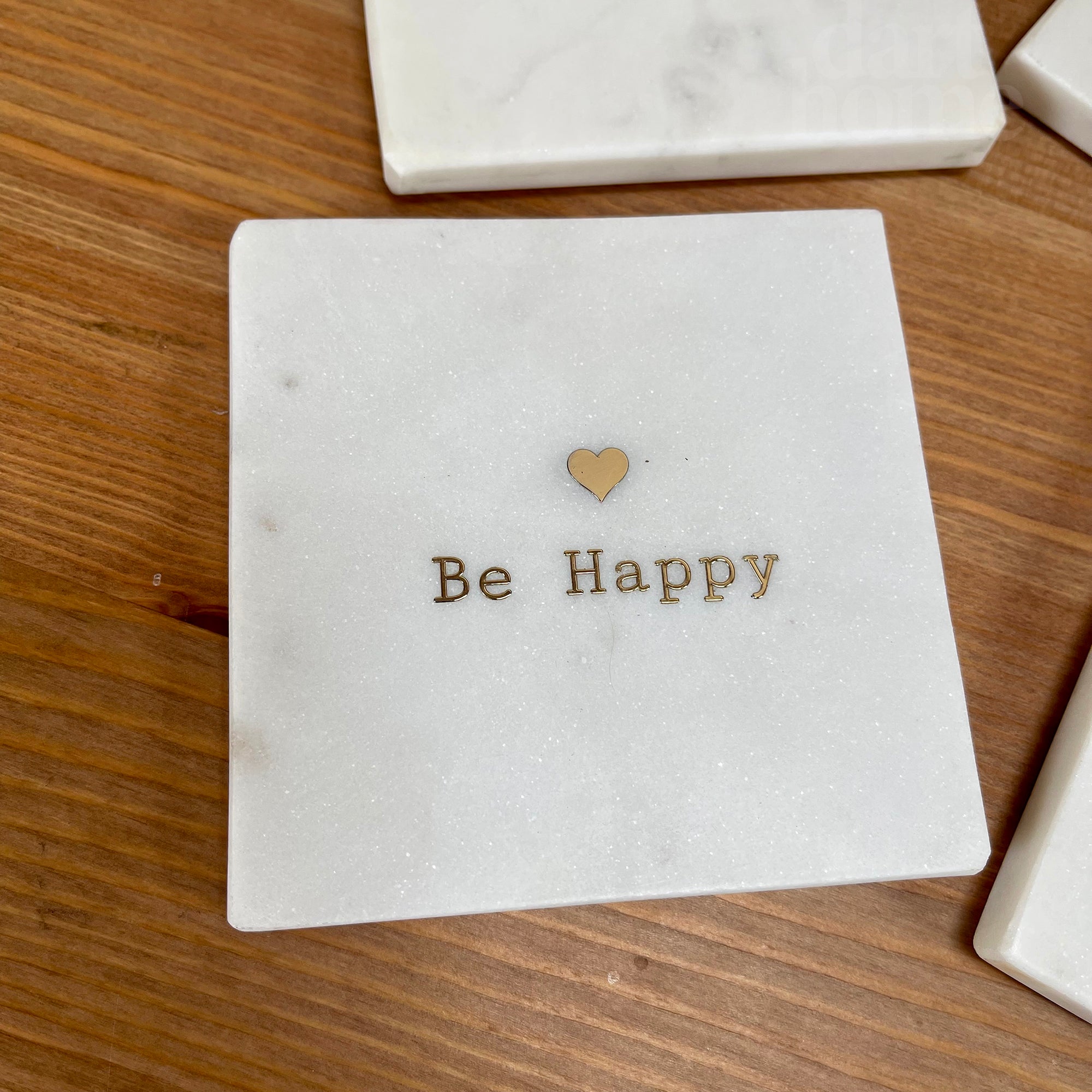 Set Of 4 Marble Quote Coasters