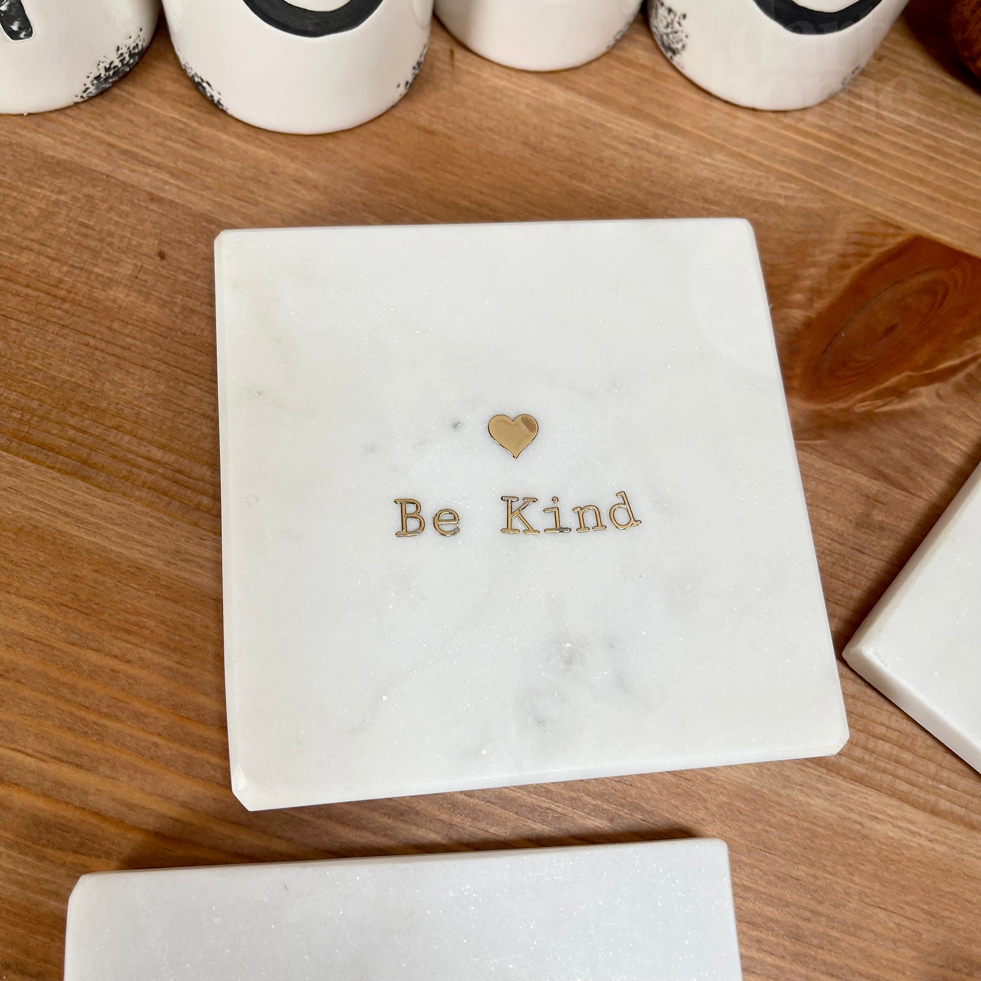Set Of 4 Marble Quote Coasters