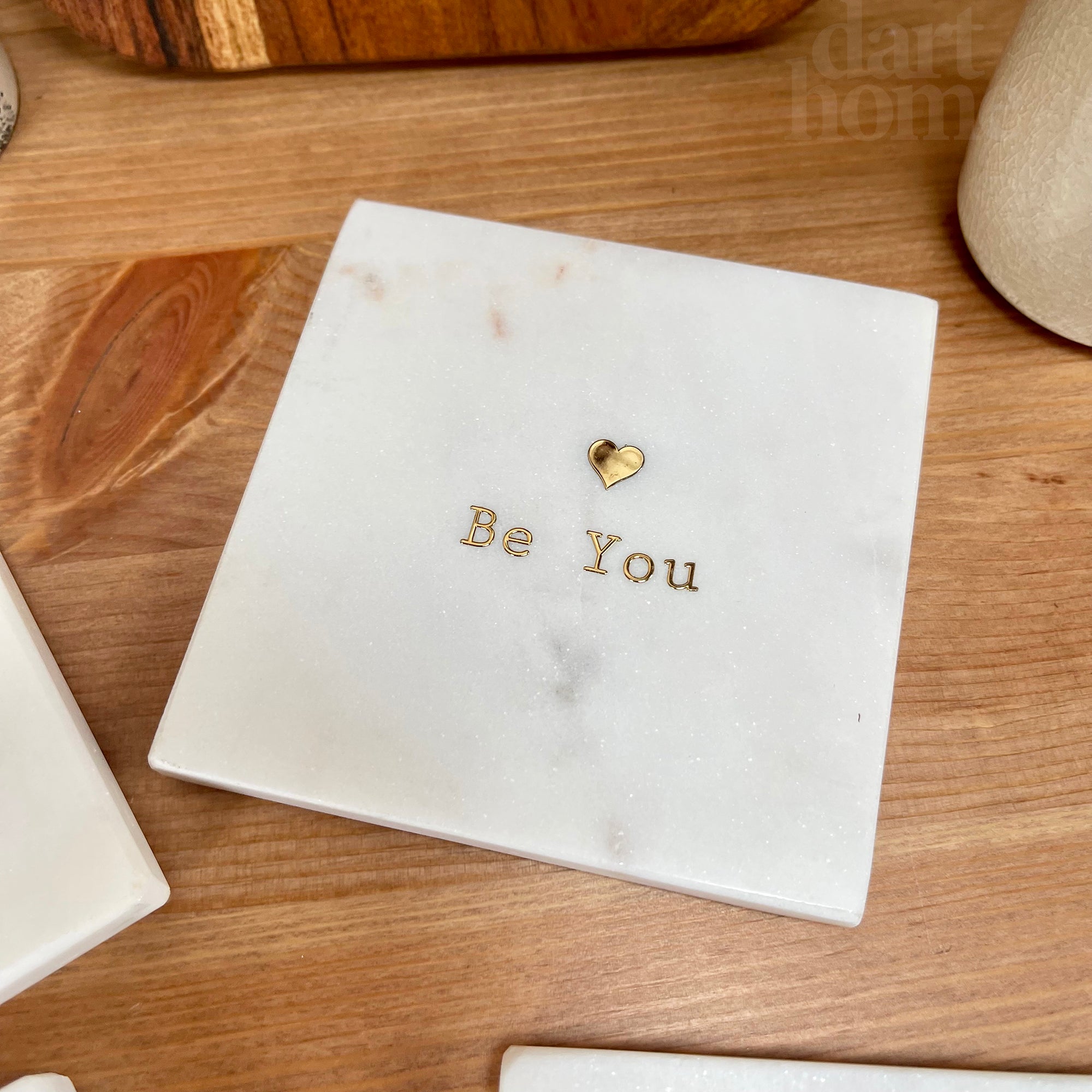 Set Of 4 Marble Quote Coasters