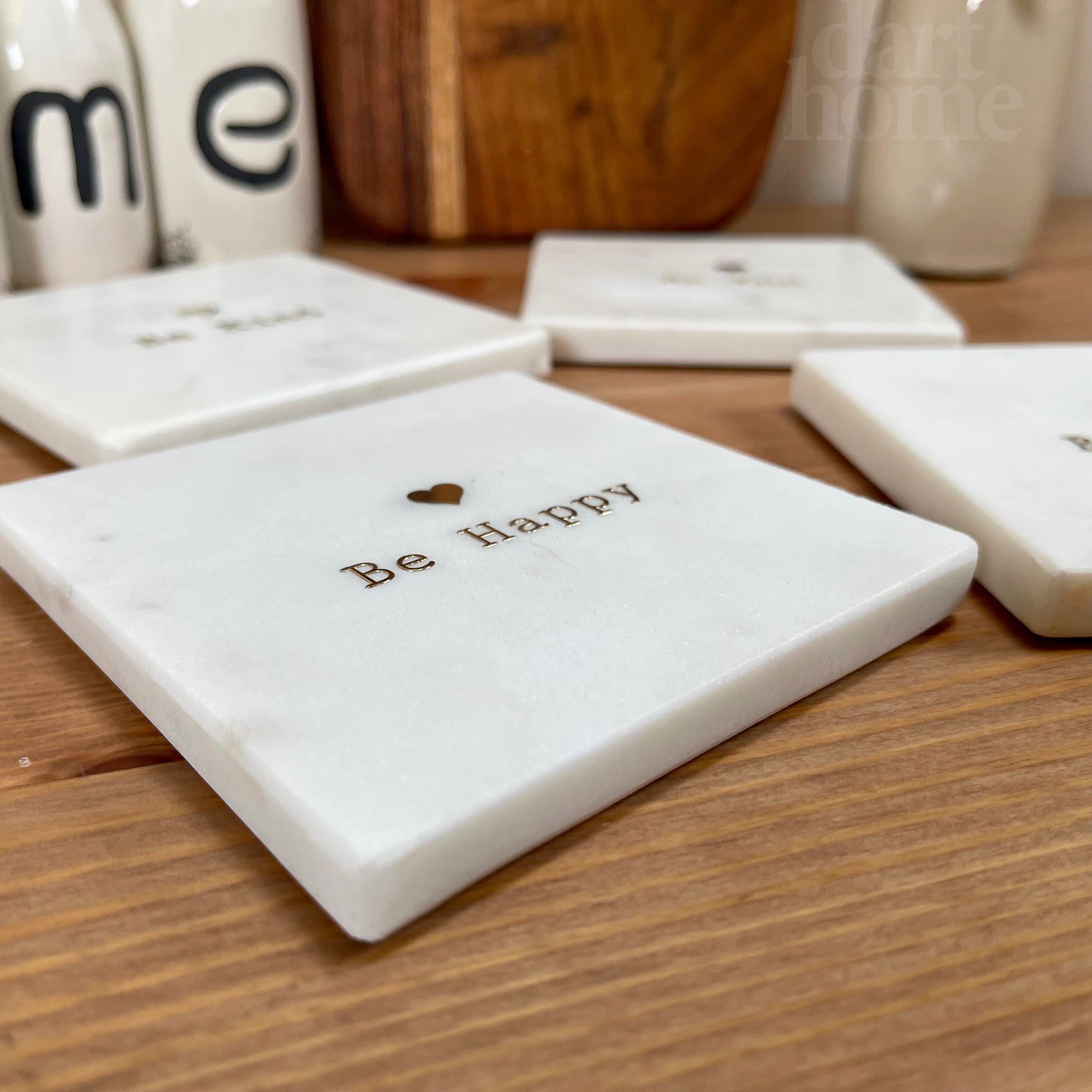 Set Of 4 Marble Quote Coasters
