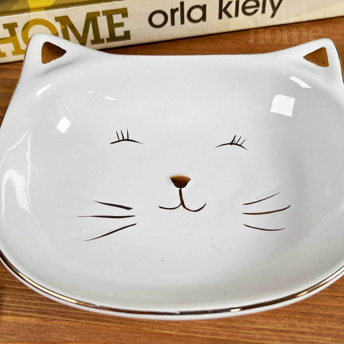 Glossy White Cat Face Trinket Dish