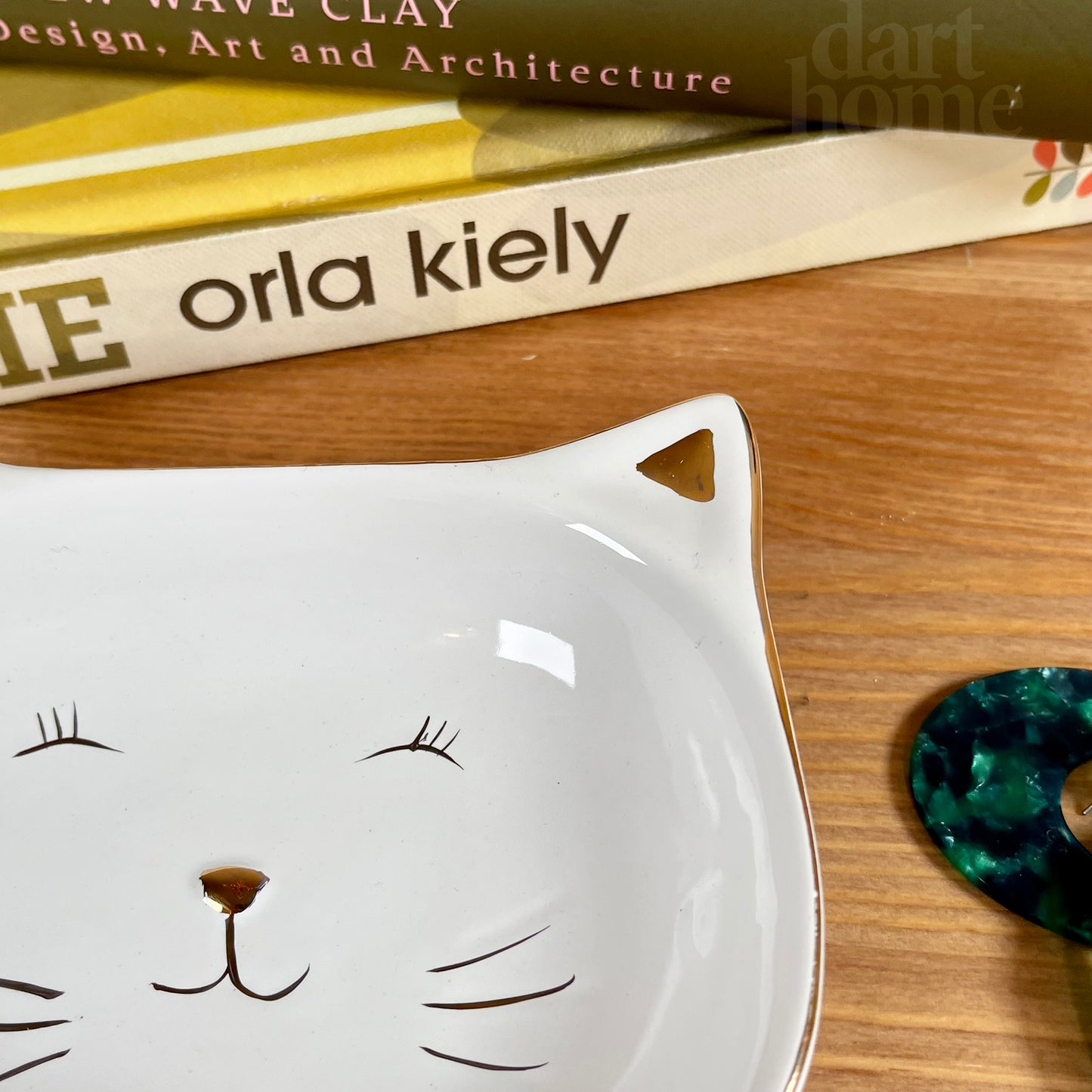 Glossy White Cat Face Trinket Dish