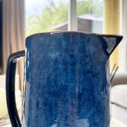 Stoneware Blue Flower Jug Vase