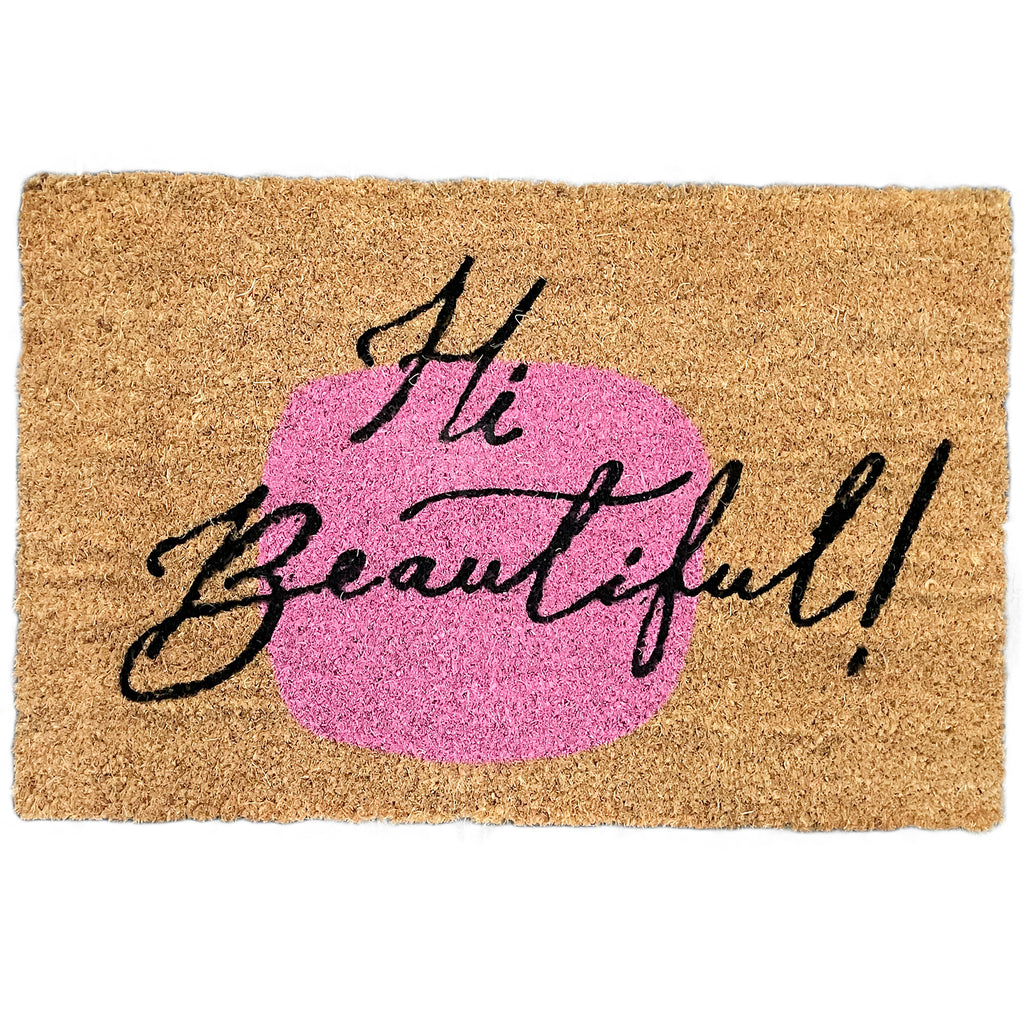 Abstract Hi Beautiful Script Door Mat