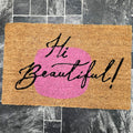 Abstract Hi Beautiful Script Door Mat
