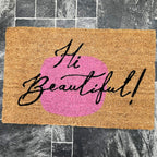 Abstract Hi Beautiful Script Door Mat