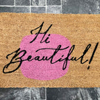 Abstract Hi Beautiful Script Door Mat