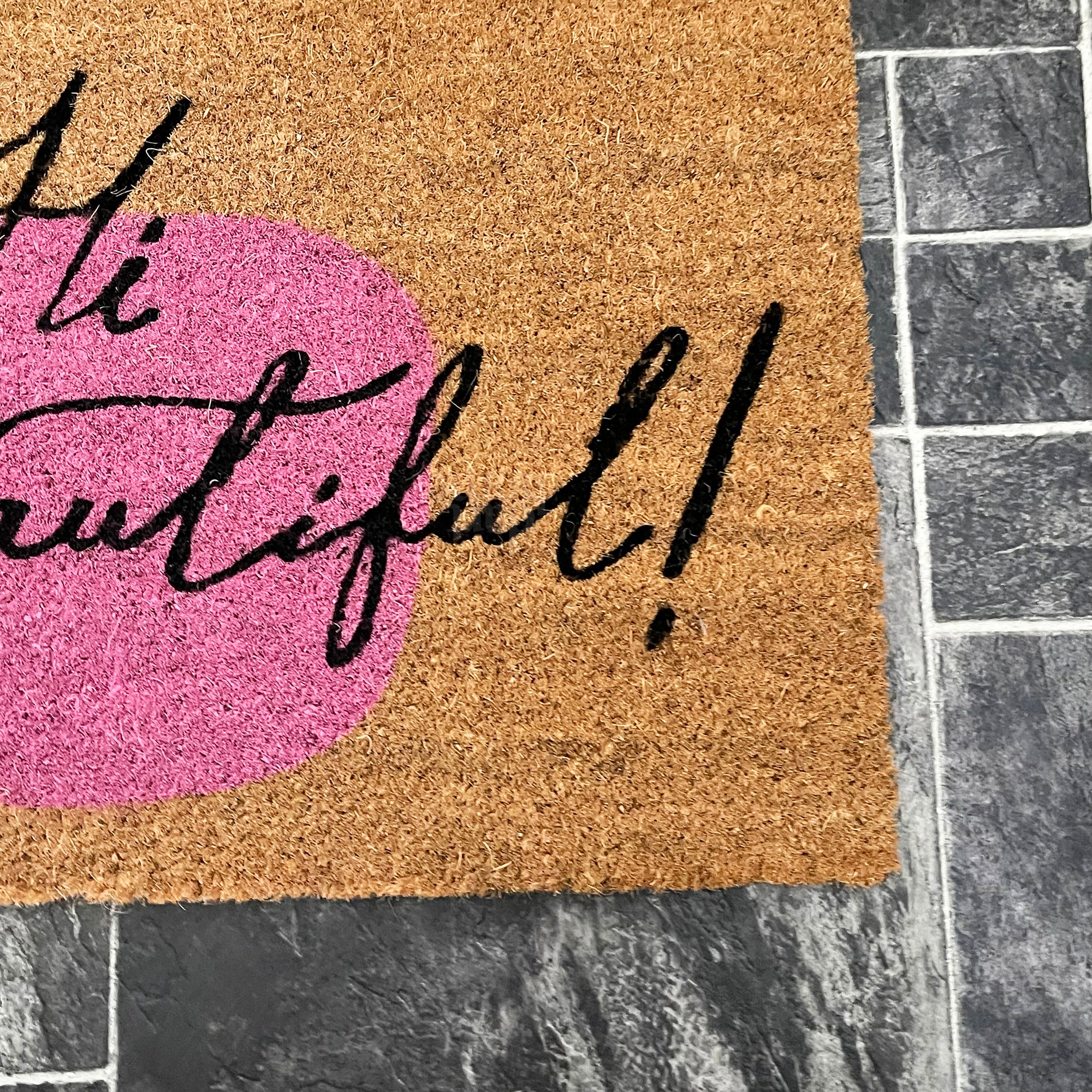 Abstract Hi Beautiful Script Door Mat