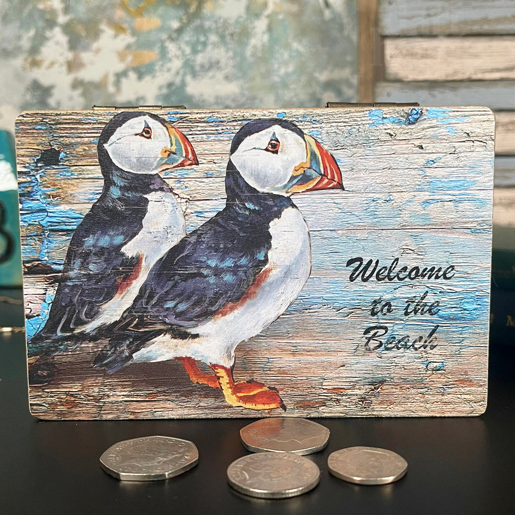 Rustic Puffin Trinket Box