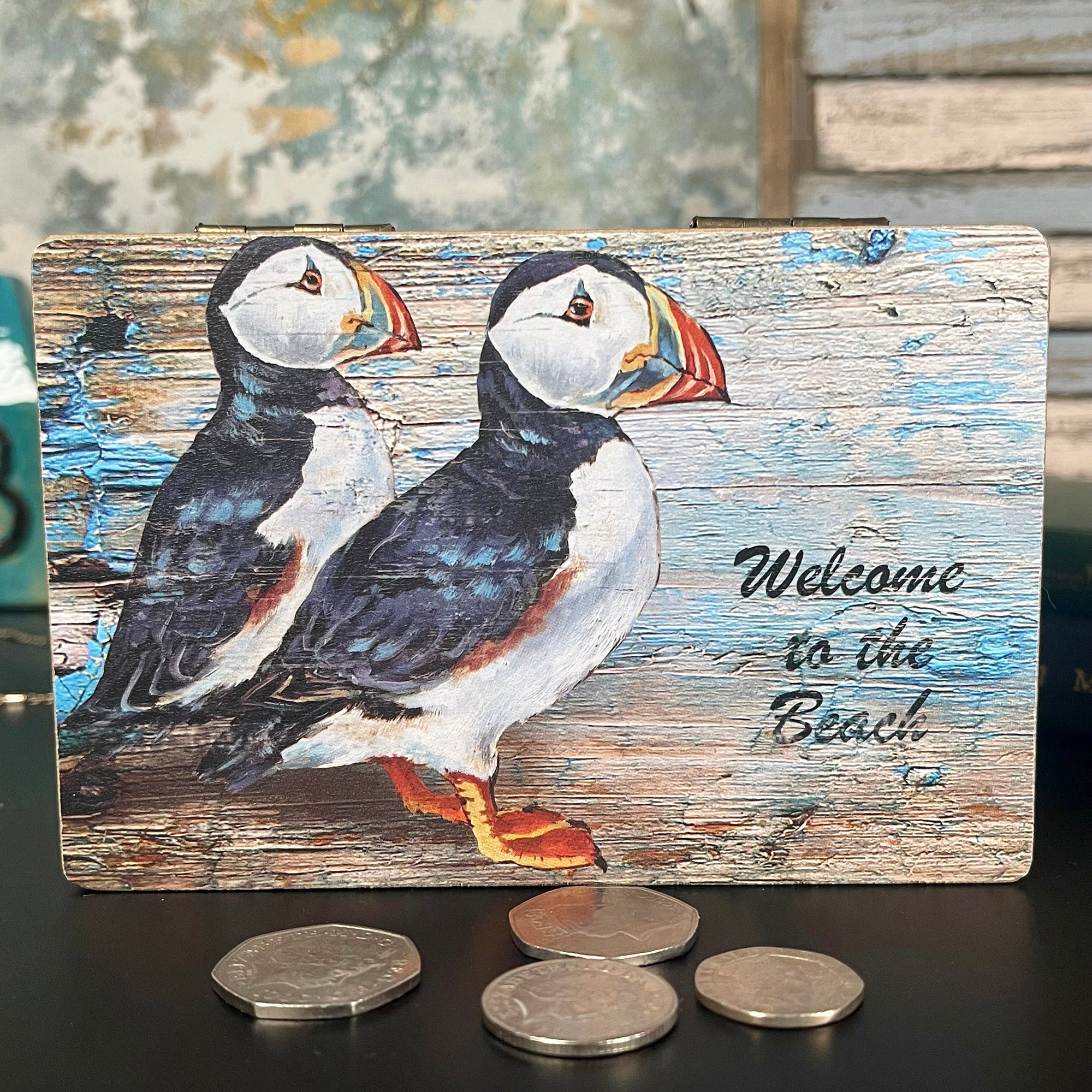 Rustic Puffin Trinket Box