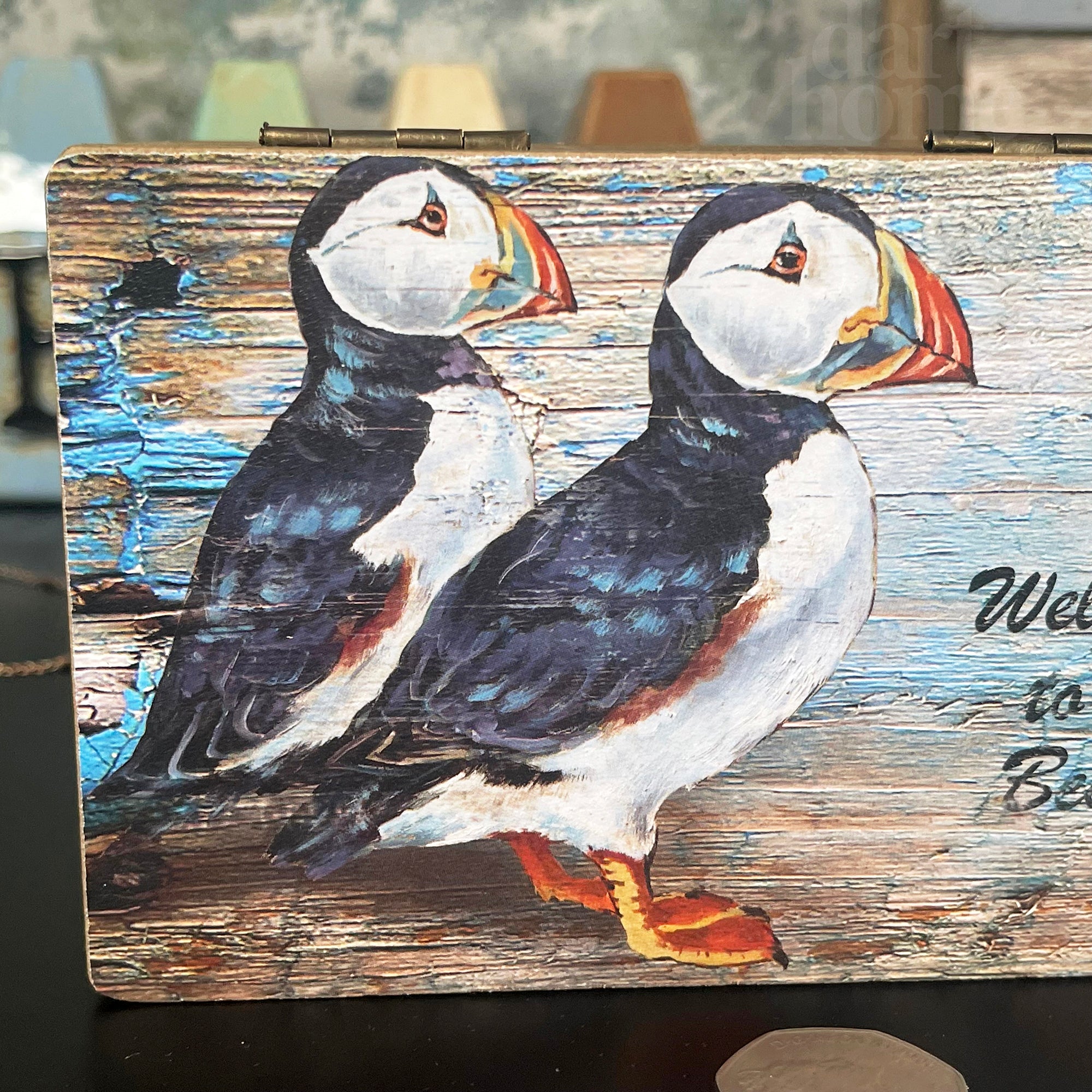 Rustic Puffin Trinket Box