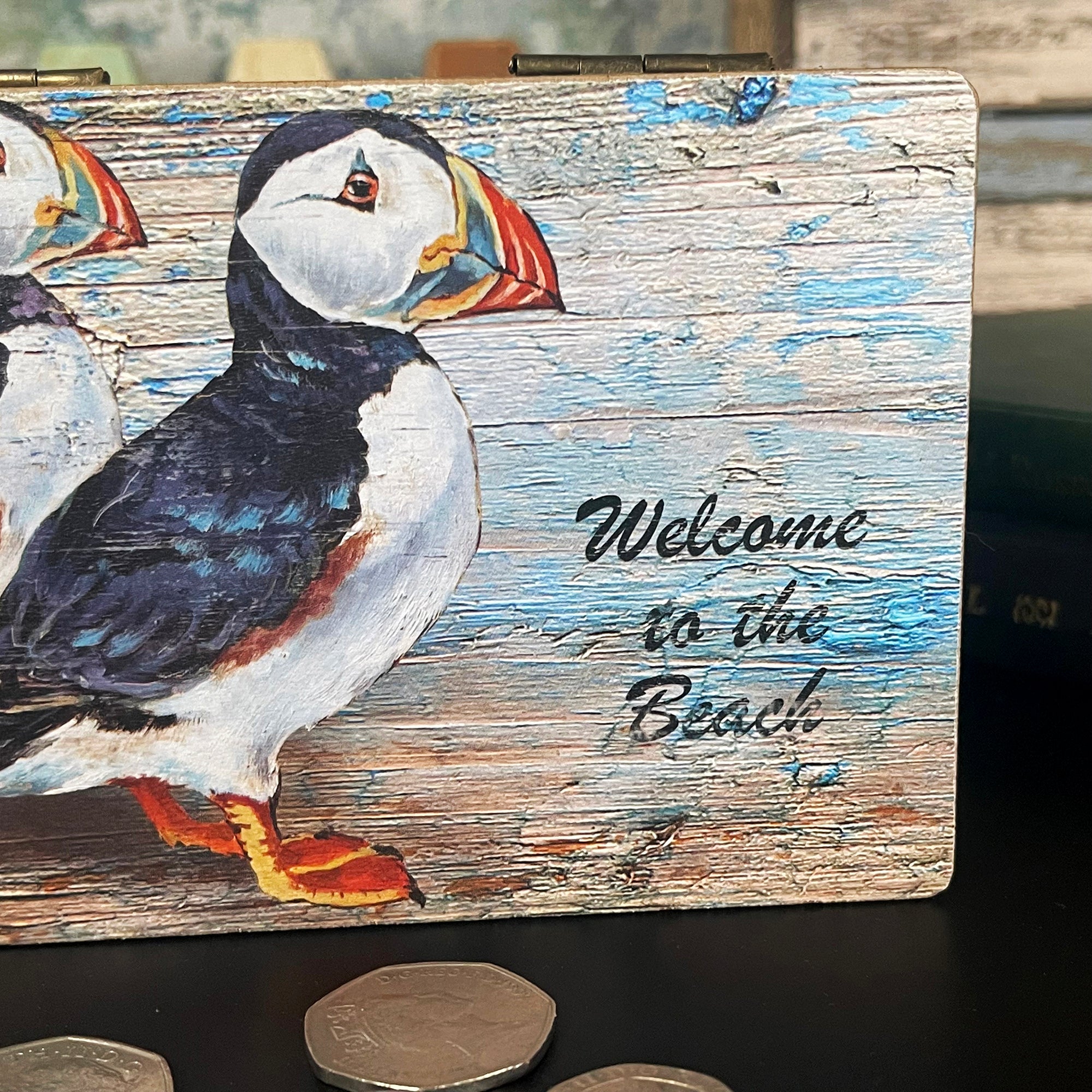 Rustic Puffin Trinket Box