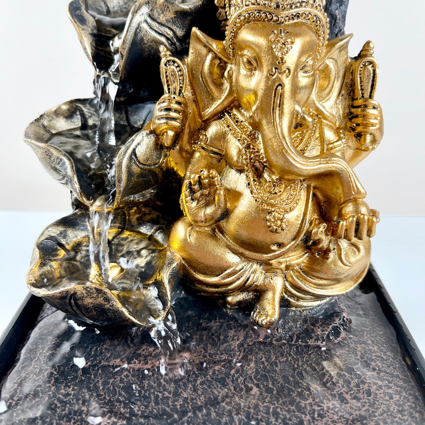 Gold Ganesh LED Indoor Water Fountain 18cm