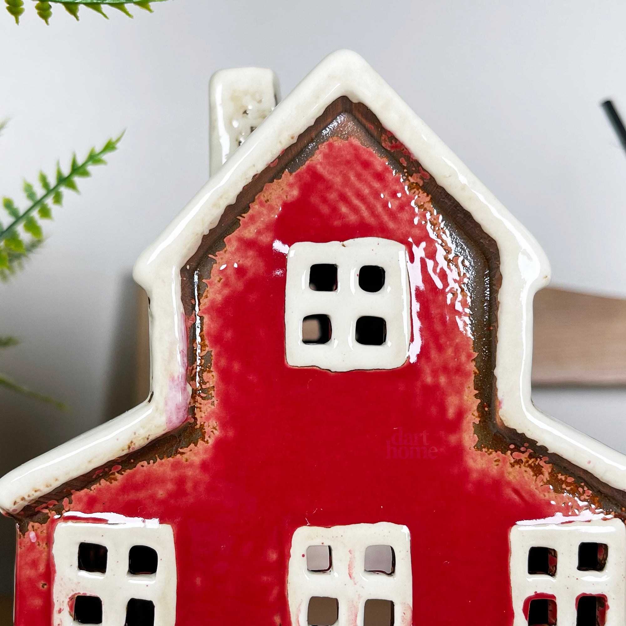 Red Farm House Candle Holder