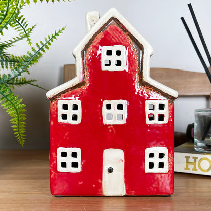 Red Farm House Candle Holder