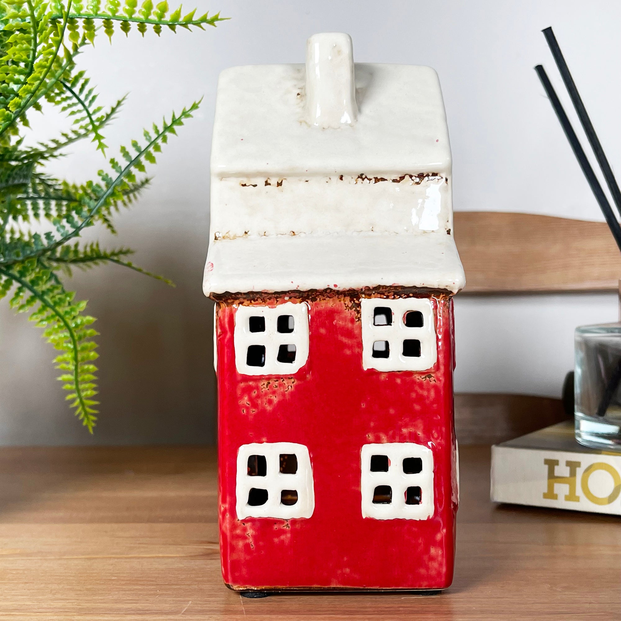 Red Farm House Candle Holder