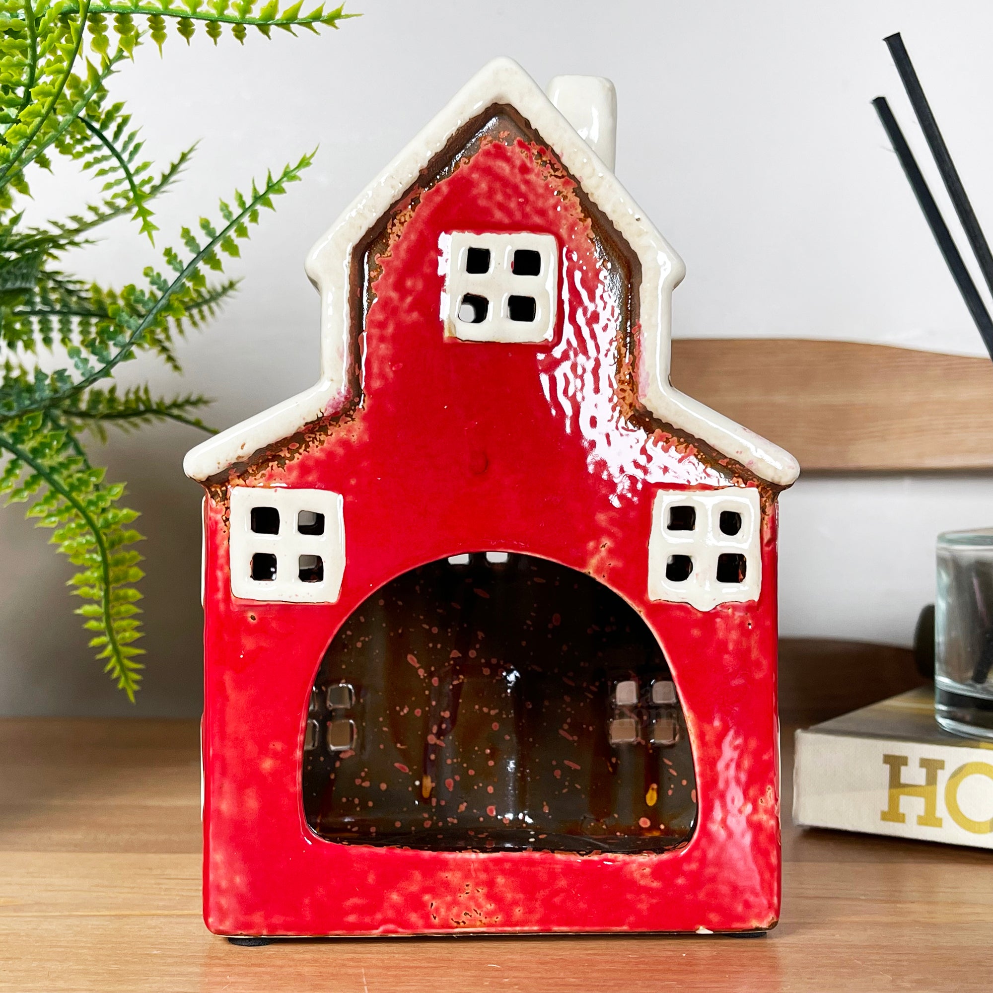 Red Farm House Candle Holder