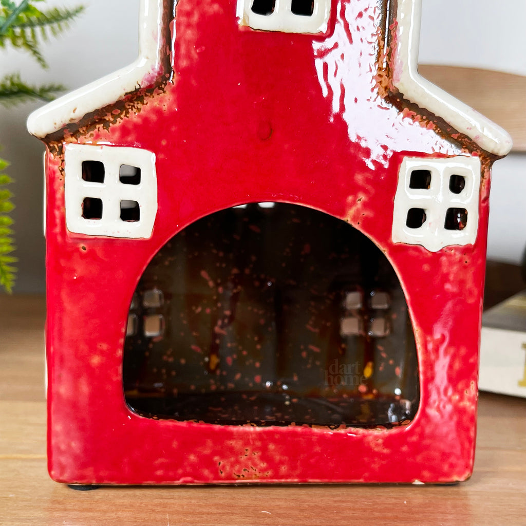 Red Farm House Candle Holder