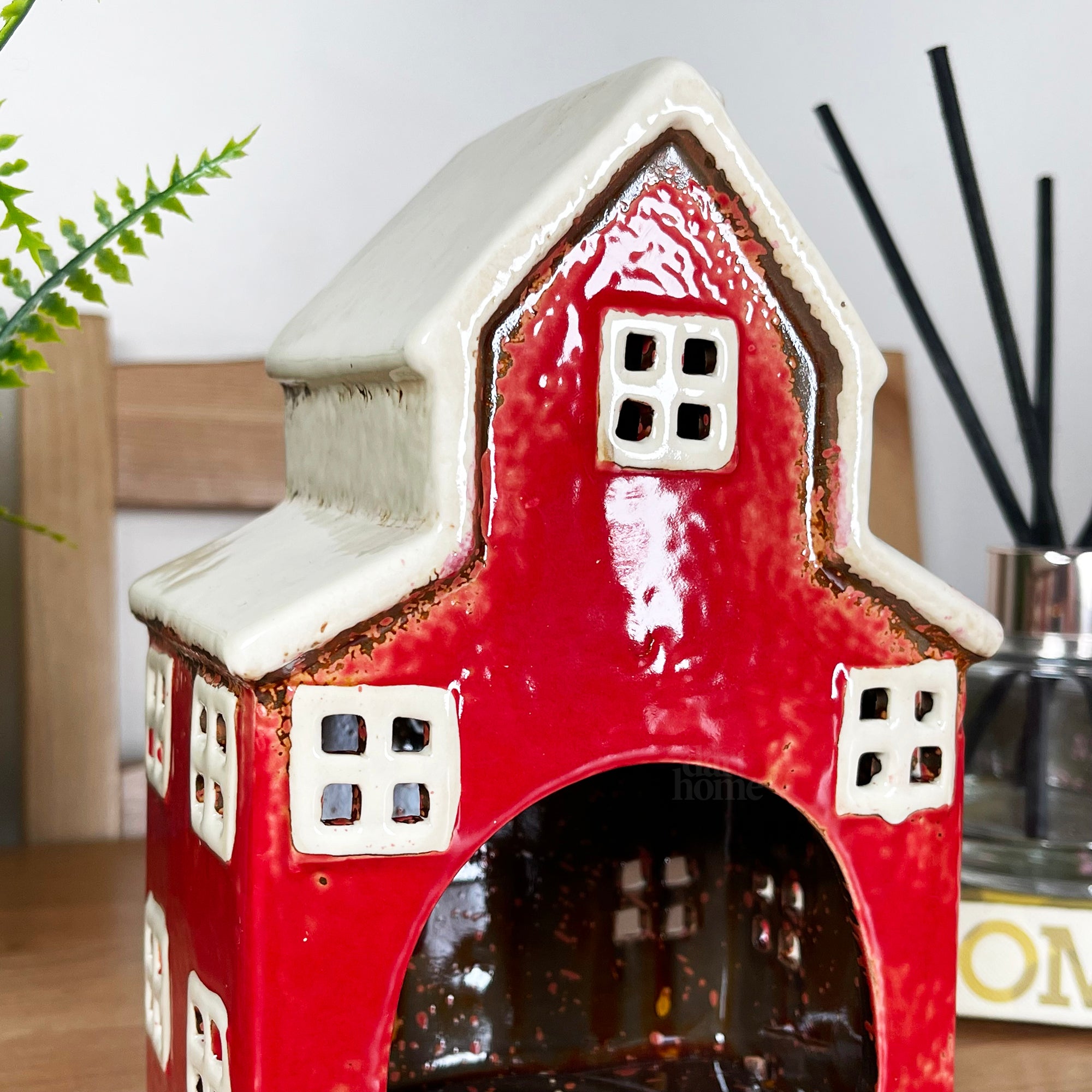 Red Farm House Candle Holder