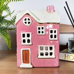 Ceramic Pink Modern House Candle Lantern