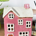 Ceramic Pink Modern House Candle Lantern
