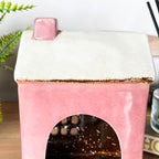 Ceramic Pink Modern House Candle Lantern