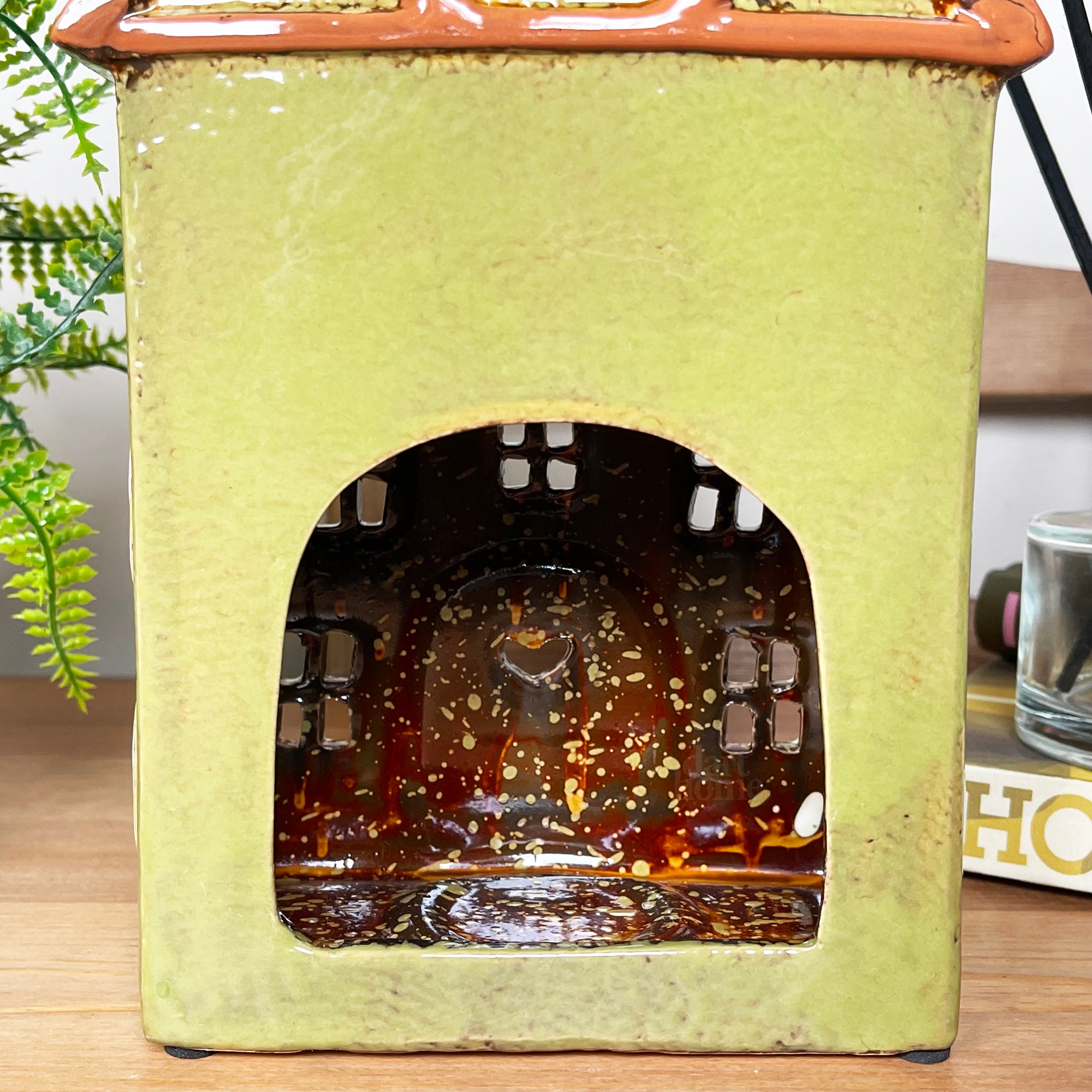 Green Clock Tower House Candle Holder